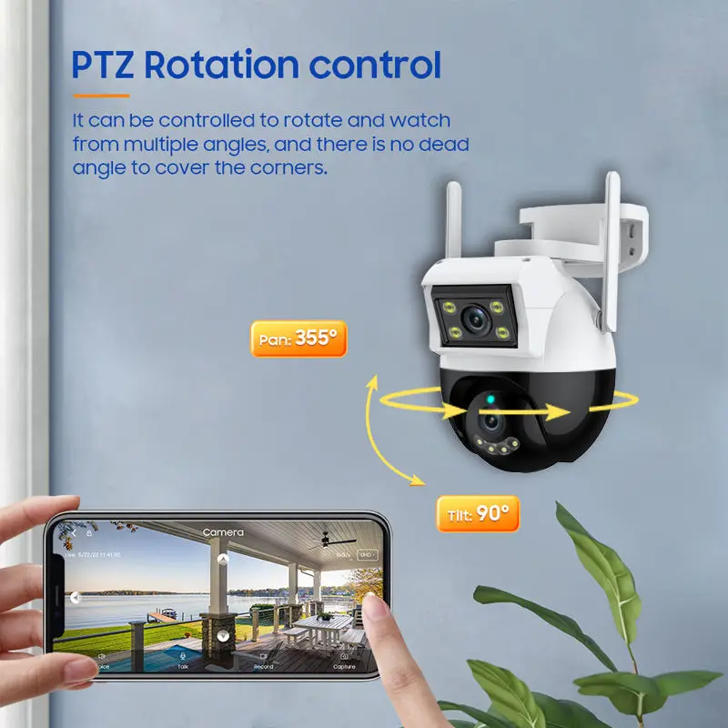 Outdoor Security Network Cam Dual Lens Camera ICSEE 6MP PTZ WIFI Camera CCTV de Seguridad