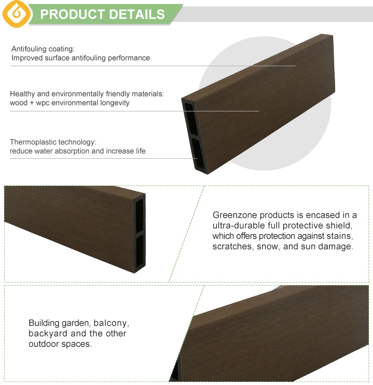 
2020 Greenzone solid batten tube eco timber tube composite wood plastic batten 