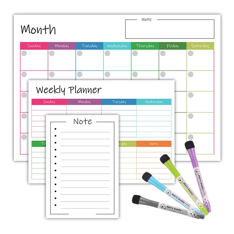 Unique meal planner magnetic magnet fridge planner dry erase removable magnetic monthly weekly planner for kitchen