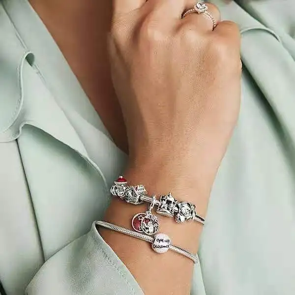 
Factory Wholesale S925 Sterling Silver Bracelet Charm Beaded Christmas House Strings 