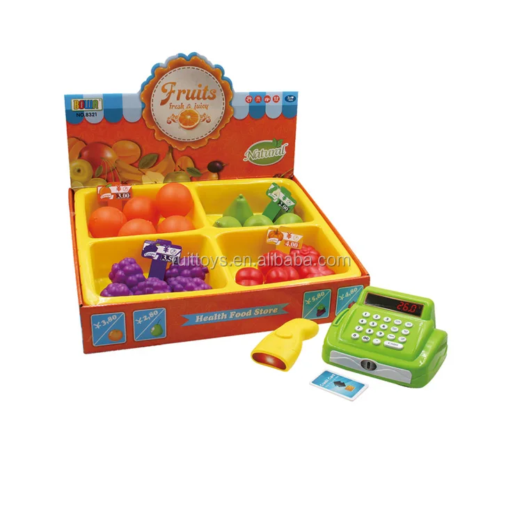 Children Pretend Play Cash Register Toy Set And Fresh Fruit Toy Set