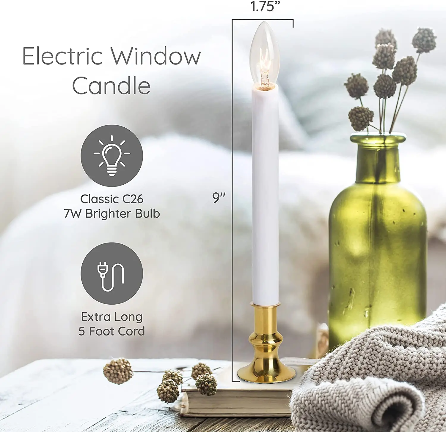 hot sell electric window lamp candle sensor switch C26 bulb candle light with suction clip window night light