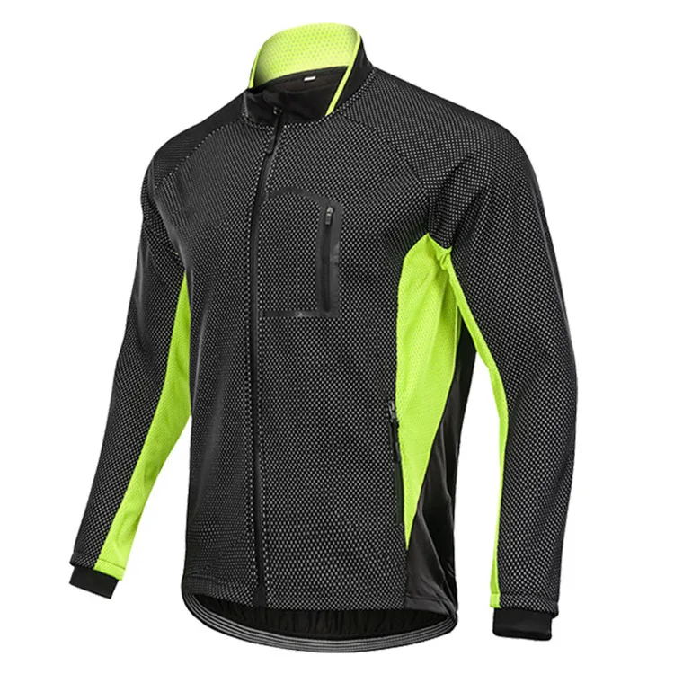 Outdoor Men Full Zipper Breathable Winter Cycling Jacket With Pockets  Fleece Thermal Warm Bicycle Jersey Windproof Cycling Jack