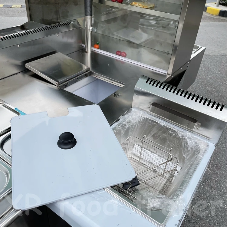 Small Hot Dog Carts with Grill and Refrigerator Australia China Oil Circulation Pump Stainless Steel Portable Car for Fruit