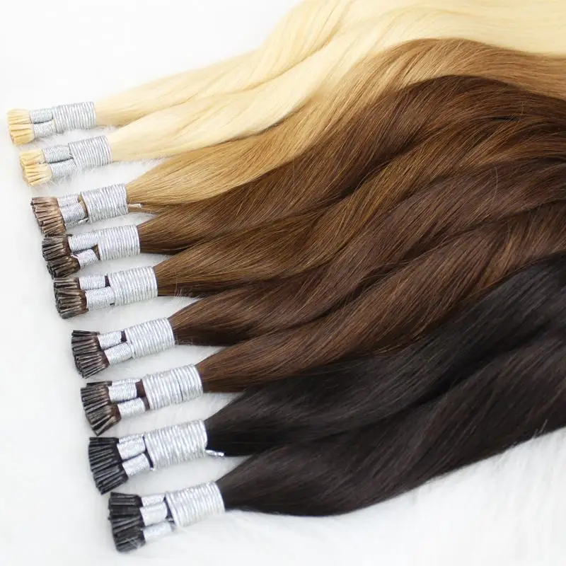 Wholesale Hot Sale Italian Keratin Pre Bonded Hair Extensions Remy Double Drawn  I Tip Hair Extension