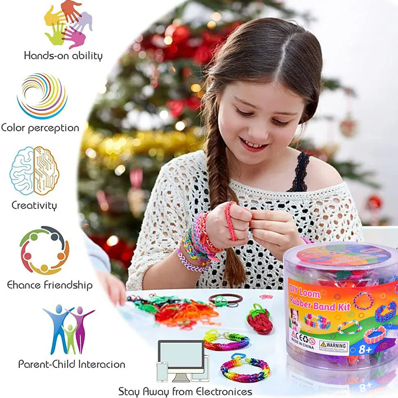 Wholesale 6000+ Rubber Weave Bracelet Starter 13 Colors Loom Bands Kit for DIY Making Craft Girl Gift for Kids