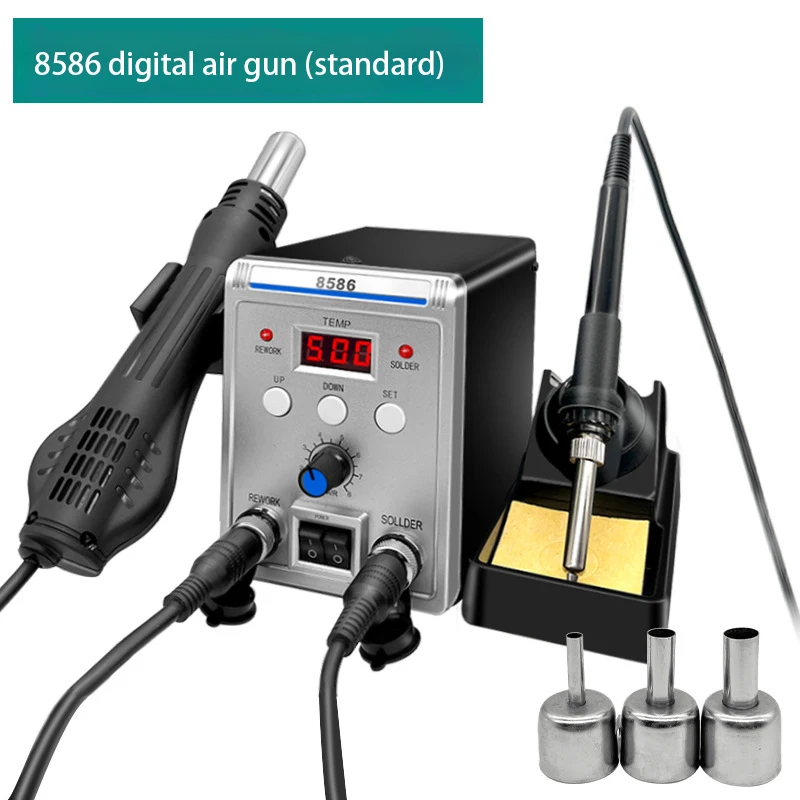 8586 Black Air Gun Soldering Iron 2-in-1 Panel High Power Desoldering Station Mobile Phone Repair Tool 700W