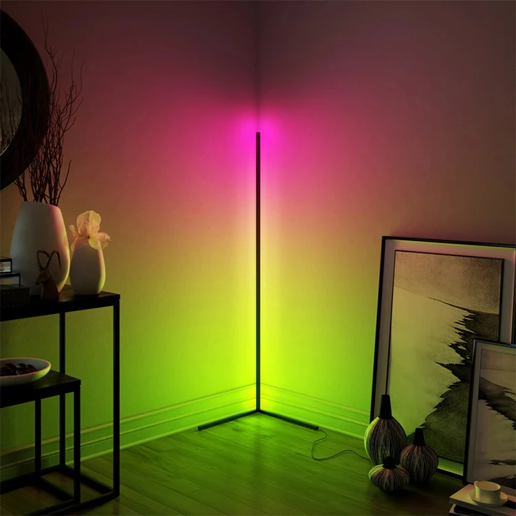 Wholesale Modern Indoor Living Room Bedroom RGB Tripod Standing 24w LED Corner Floor Lamp