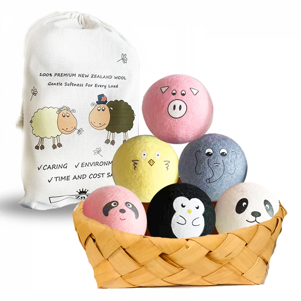 Customized Eco-Friendly Natural Handmade 100% Organic eco wash ball (6 Pack) Natural and Unscented white wool felt balls