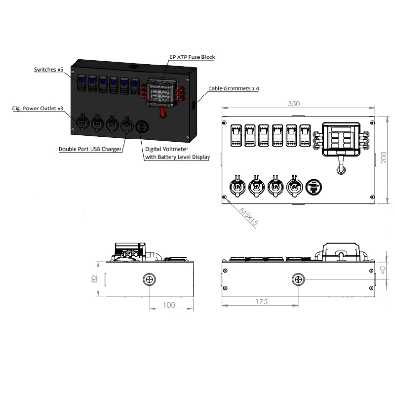 Amomd Custom Marine RV Pick up Outdoor кемпинговый Многофункциональный блок управления питанием 12 В Панельное крепление с блоком предохранителей переключателя