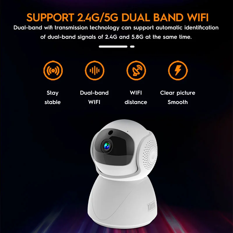 1080P Home Ai Wireless Surveillance Baby Monitor Camara Yiiot App Network Security Cctv System 5G 2.4G Dual Wifi Ptz Camera