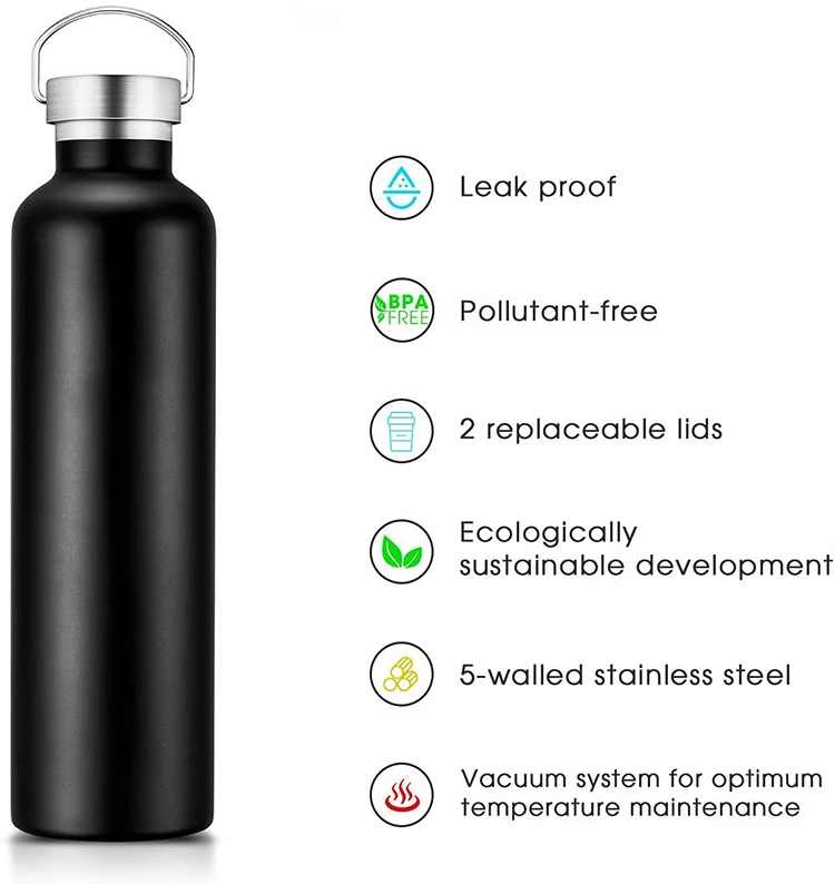 Custom Logo Vacuum Insulated Sport Metal Stainless Steel Water Bottle