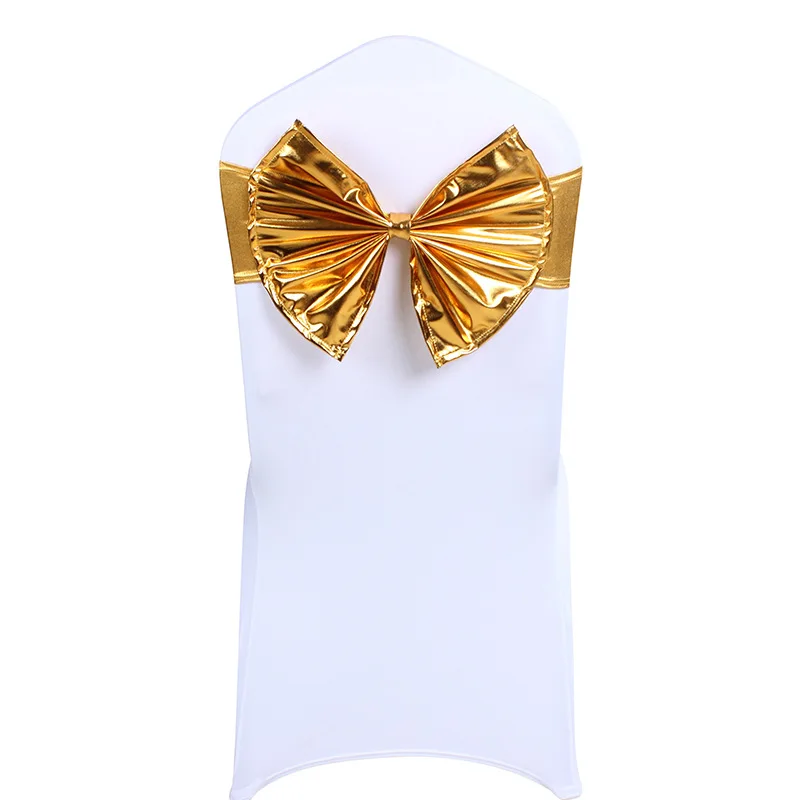 Metallic gold spandex wedding banquet chair sashes