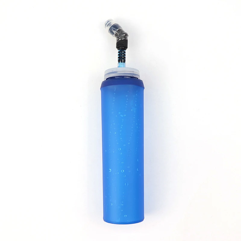 Oem/Odm Folding Soft Flask Foldable 500Ml 600Ml Blue Tpu Foldable Collapsible Soft Water Bottle