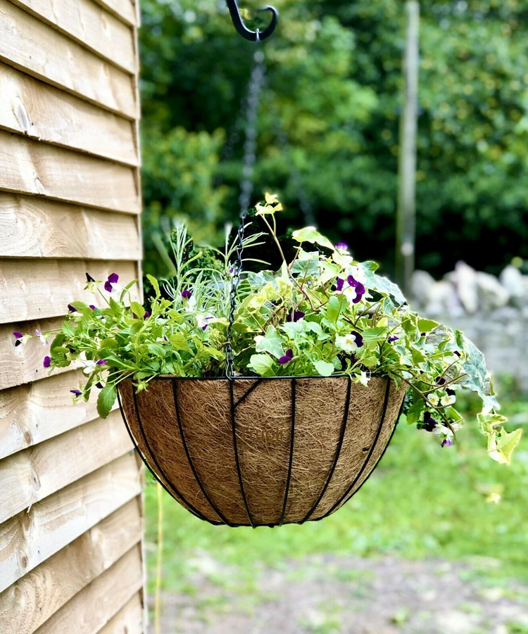 12 inch coco liner wall hanging flower planters metal baskets pots