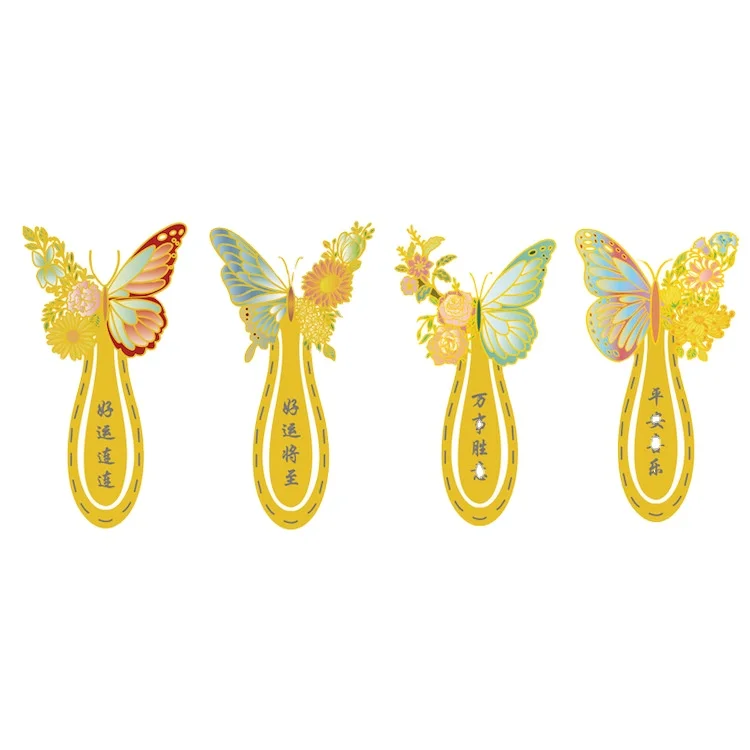 Custom Creative Handmade Etching Metal Butterfly Bookmark Clip High Quality Gold Plated Brass Flower Metal Bookmark