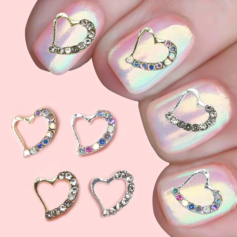 New Nail Art Pearl Heart White Diamond Bowknot Popular Trendy Heart-shaped Rhinestone Alloy Nail Decorations