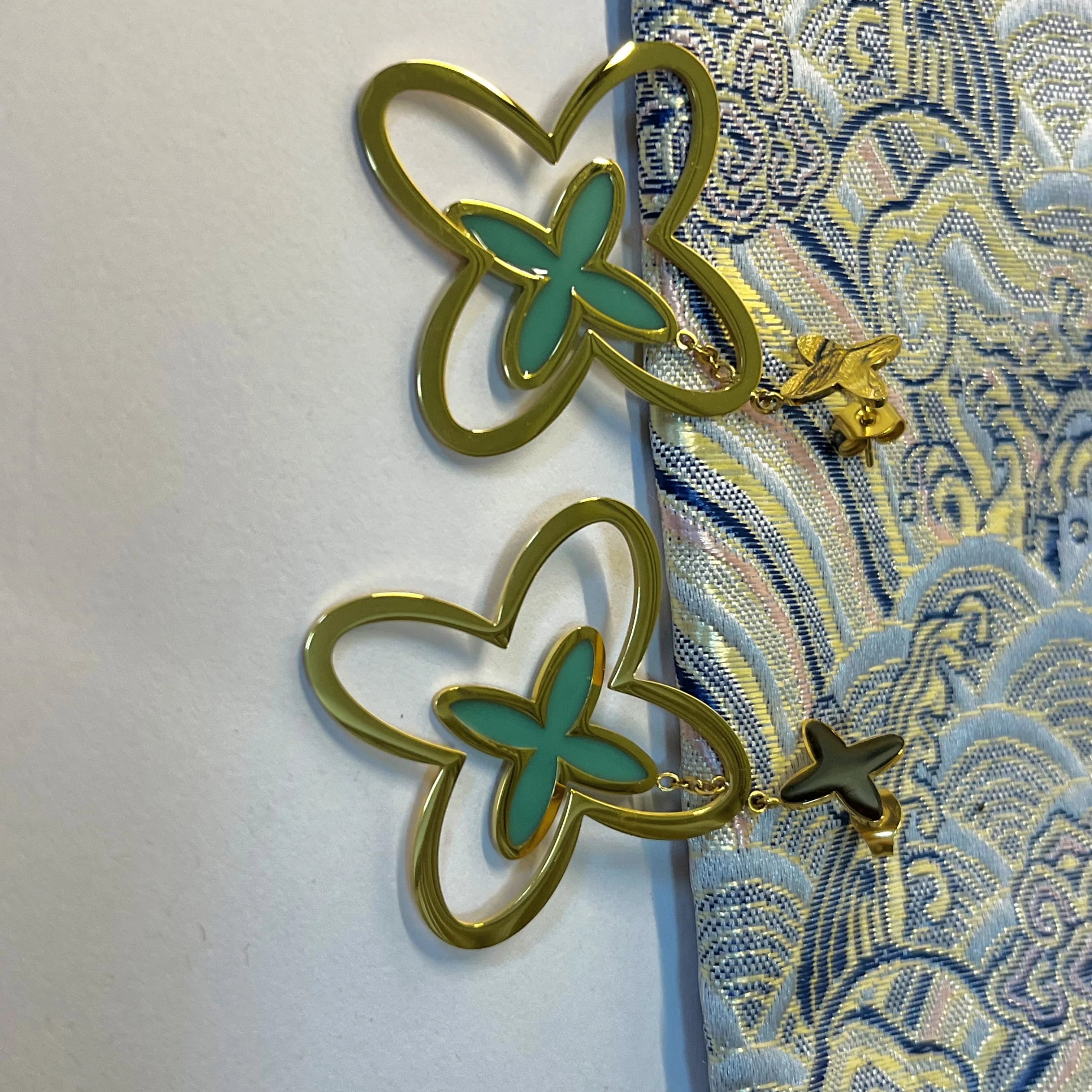 Titanium steel earrings for women 18K gold-plated four-leaf clover earrings drop oil process stainless steel earrings
