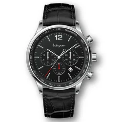 Часы-хронограф с японским механизмом и ремешком из натуральной кожи