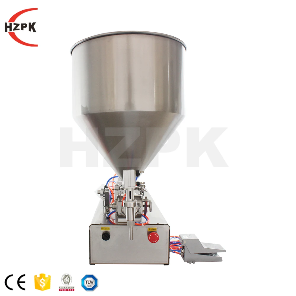Ex-factory Price Horizontal Pneumatic Small 100-5000ml Single Head Pedal Paste Filling Machine For Honey, Cosmetics