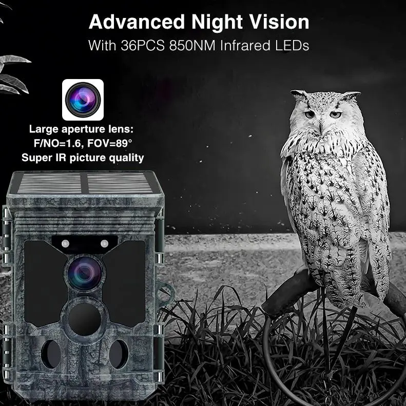 New Technology 4K Solar Panel Camo Video Hunting Trail Wildlife Outdoor Camera