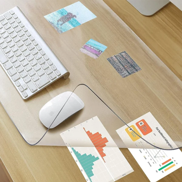 Home Office Desktop Non-Slip Waterproof Wear-Resistant PVC Transparent Clear Desk Pad Mat