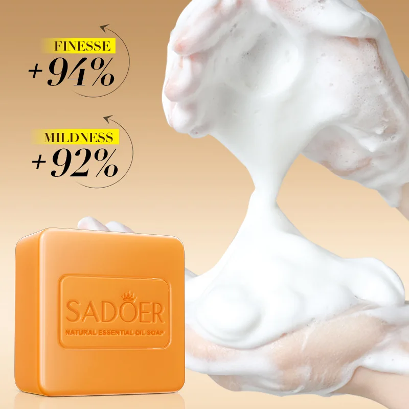 Private Label SADOER Natural Extract Whitening Brightening Organic Soap Face Wash Soap Deep Cleansing Body Bathing Soap