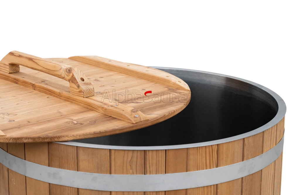 New Design Wooden Outdoor Wood Cold Plunge Tub Cedar Wooden Stainless Steel Liner Ice Bath With Water Chiller OptionalFor Sale