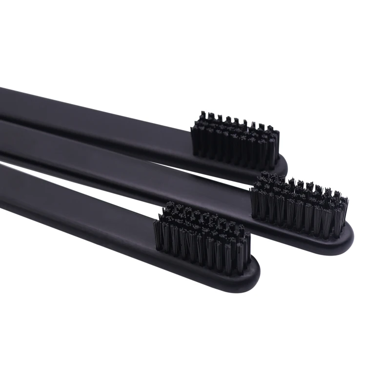 black paint bamboo toothbrush with natural bamboo wooden handle