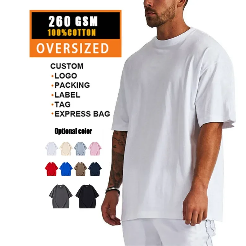 2024 new 260g heavyweight 100% cotton loose vintage t shirt custom men vintage oversized t shirt