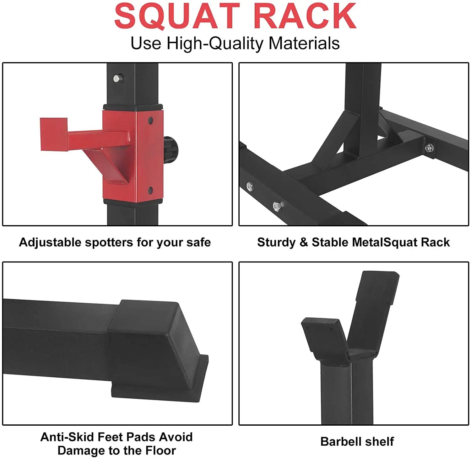 ZYFIT Multi-Function Barbell Rack Dip Bar Stand Adjustable Squat Rack Dipping Station large for home gym fitness equipment