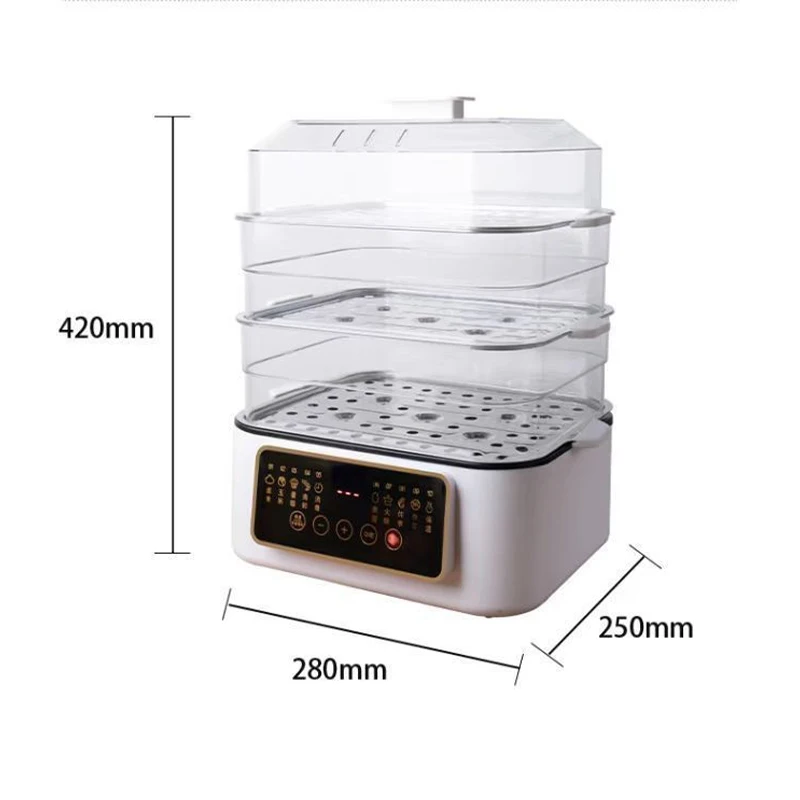 Wholesale 3Layers 1200W 18L Household Digital Control Electric Food Cooker Steamer Rice Machine Commercial Square Food Steamer