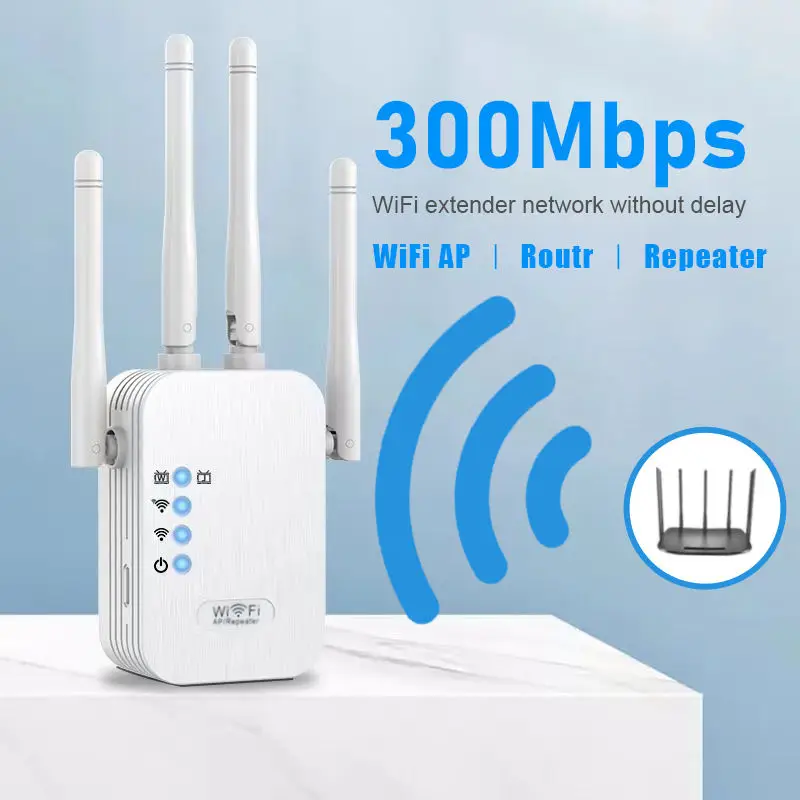 2023 Electronic Hot selling WiFi Extender Repeater with Ethernet Port 300Mbps Home Wireless Signal Booster