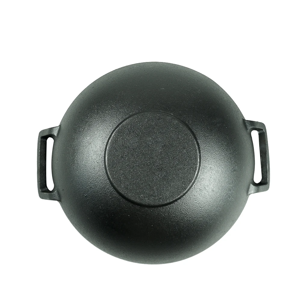 30cm Cast Iron Wok Pan Double Handle Pre-seasoned Chinese Traditional Cast Iron Cooking Wok Pots