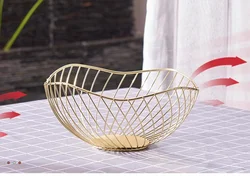 Wholesale Fashion Stackable Fruit Food Metal Baskets Rose Gold Wire Mesh Storage Basket