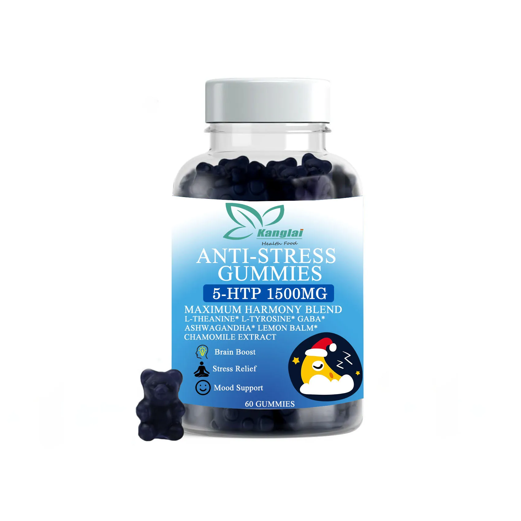 1500mg 5 Htp Harmony Blend Supplement Anti Stress Gummies L Theanine Gaba L Tyrosine Ashwagandha Supports Restful Nights