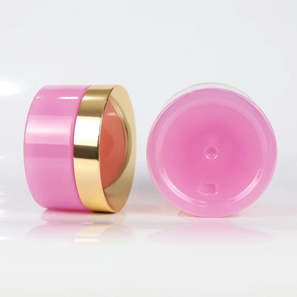 Custom Plastic Cosmetics Packaging Luxury Cosmetic Packaging Set Skin Care Pink Cylinder Bottles And Jars