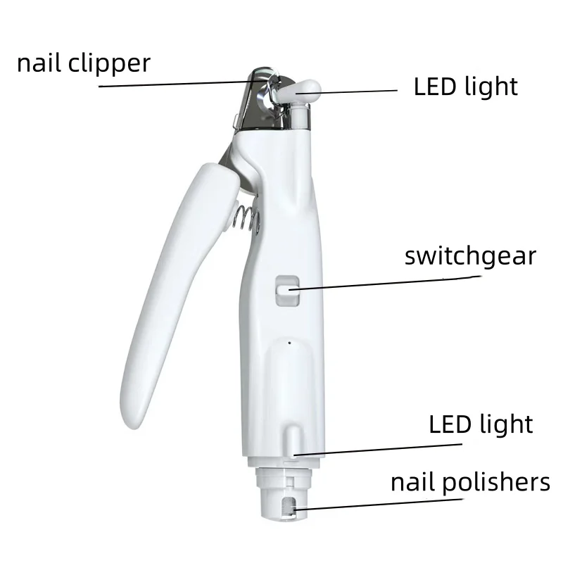 2 in 1 LED Light Pet Nail Trimmer Automatic Dog Nail Clipper and Grinder Stainless Steel Grooming Tool for Animals