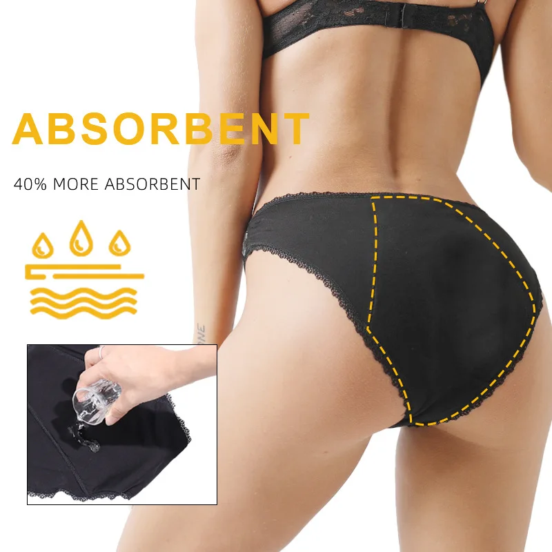 Wholesale 4 Layers Low Waist High Absorb Seamless Women Leak Proof Teen Panties Menstrual Thong Underwear Girls Period Panties