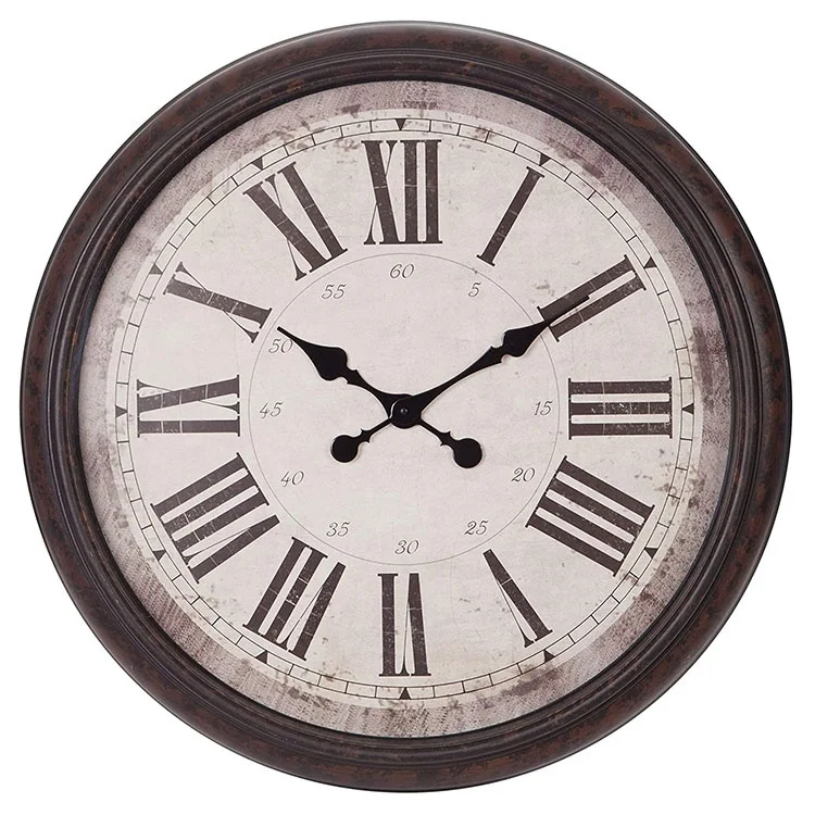 Настенные часы в стиле ретро, круговые современные винтажные бронзовые украшения для гостиной, 30 дюймов