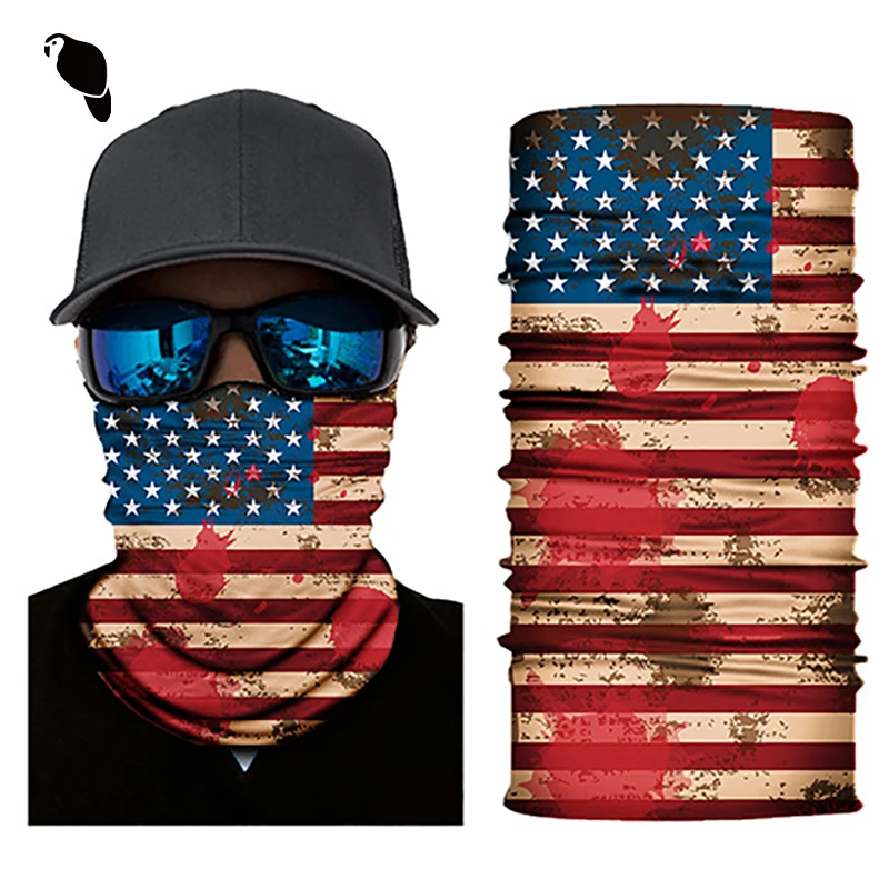 LEO USA Flag Breathable Neck Sport Cycling Facemask Neck Gator Multi Scarf Seamless Magic Head Tube Bandana