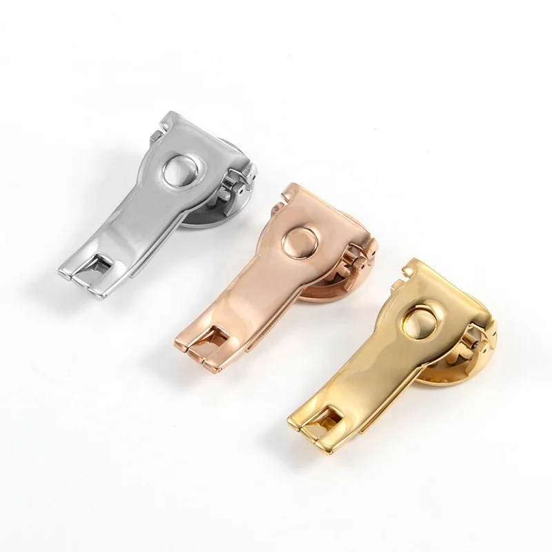 Factory stock cheap 16 18 20 mm all shiny butterfly deployment watch band clasp buckle stainless steel for Patek Philippe