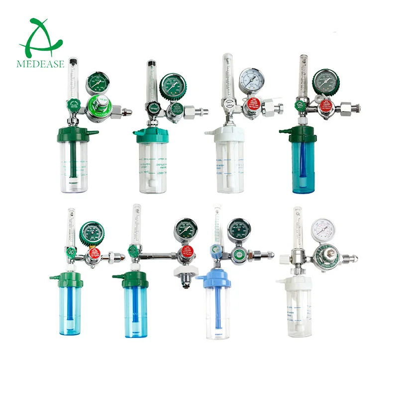 MEDEASE Medical Bull Nose Oxygen Regulator With Flowmeter Medease Humidifier Bottle Oxygen Pressure Regulator