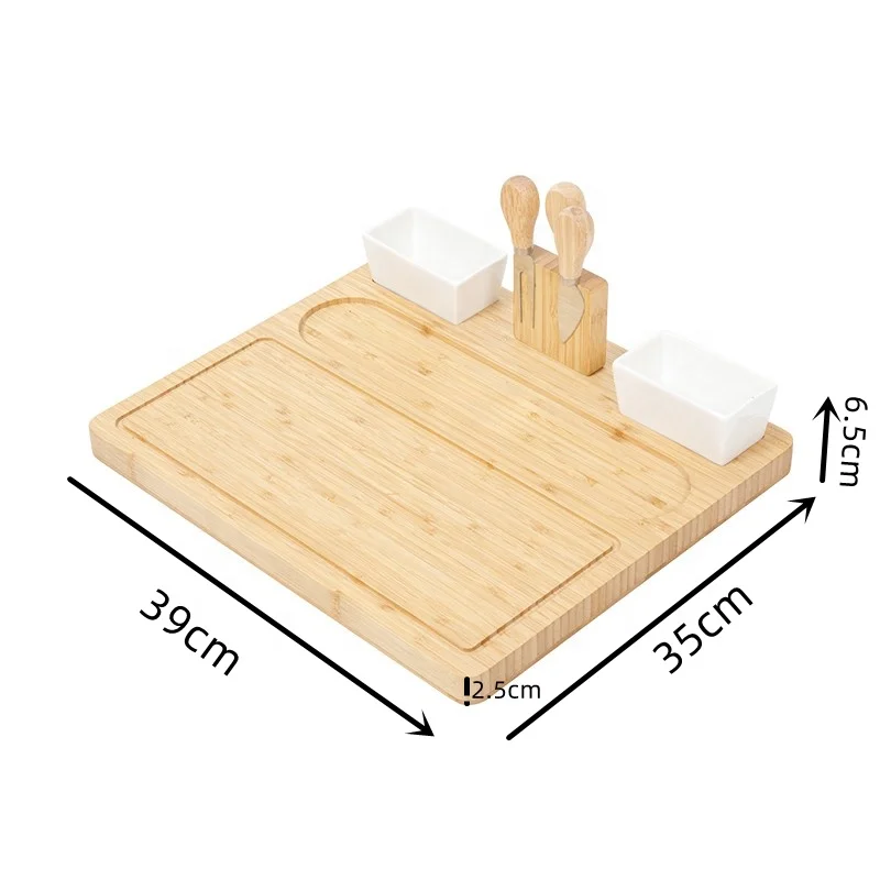 Factory Custom ODM OEM Bamboo Wood Cheese Cutting Board Chopping Board With Knife Set