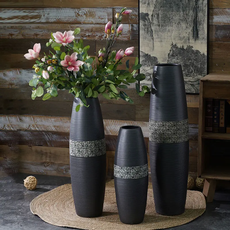ribbed ceramic clay vase tall wedding vases porcelain chinese  vases   for centerpieces home accessories