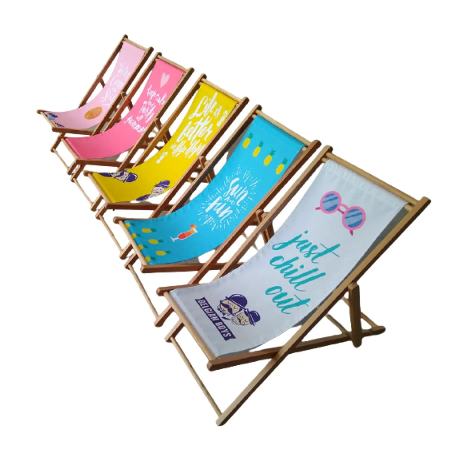 Adjustable foldable beach chair solid wood camping chair canvas folding recliner garden deck chairs
