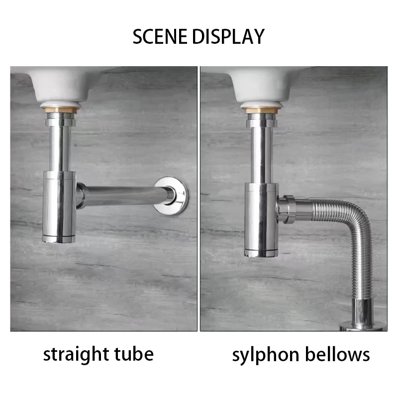 Brass Bottle  drain Trap wash basin Siphon Bathroom Vanity Basin Pipe Waste With Pop Up Drain