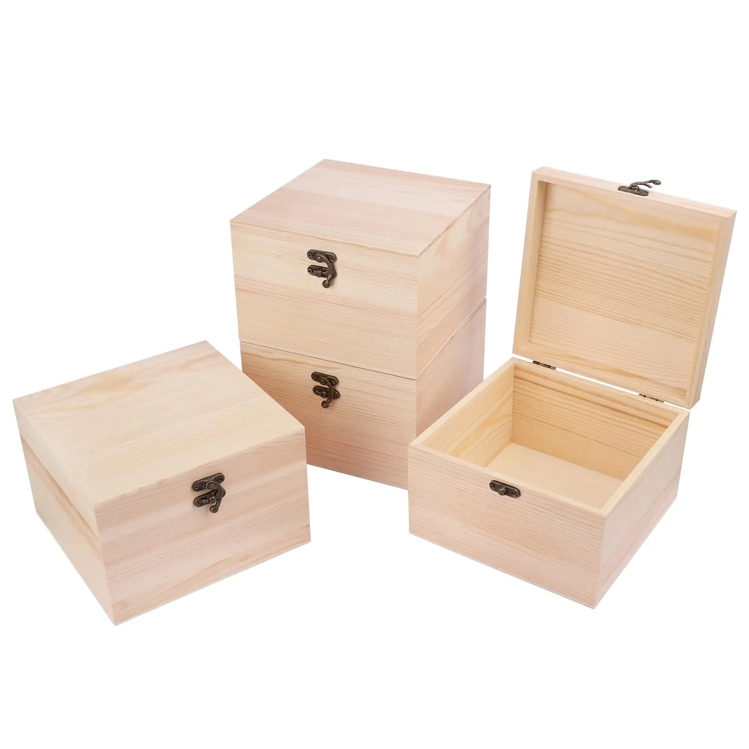 Wooden Keepsake Box, Decorative Wooden Box Vintage Handmade Craft Large Wood Box with Lock and Key for Jewelry Gift