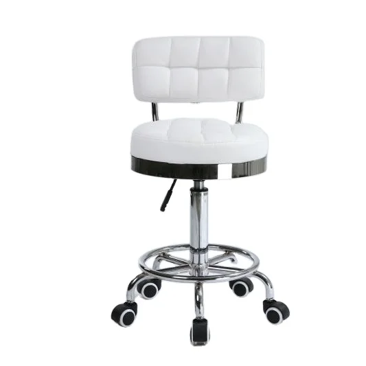 Beauty White Salon Stool Chair Ergonomic PU Salon Saddle Chair