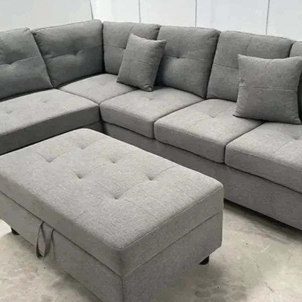 Manufactured Modular Sectional Custom Fabric Soft Sofa Solid Wood sofa set furniture With Storage Ottoman